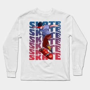 Skateboarder 360 Tre Flip Skater Skate Sk8er Boi Long Sleeve T-Shirt